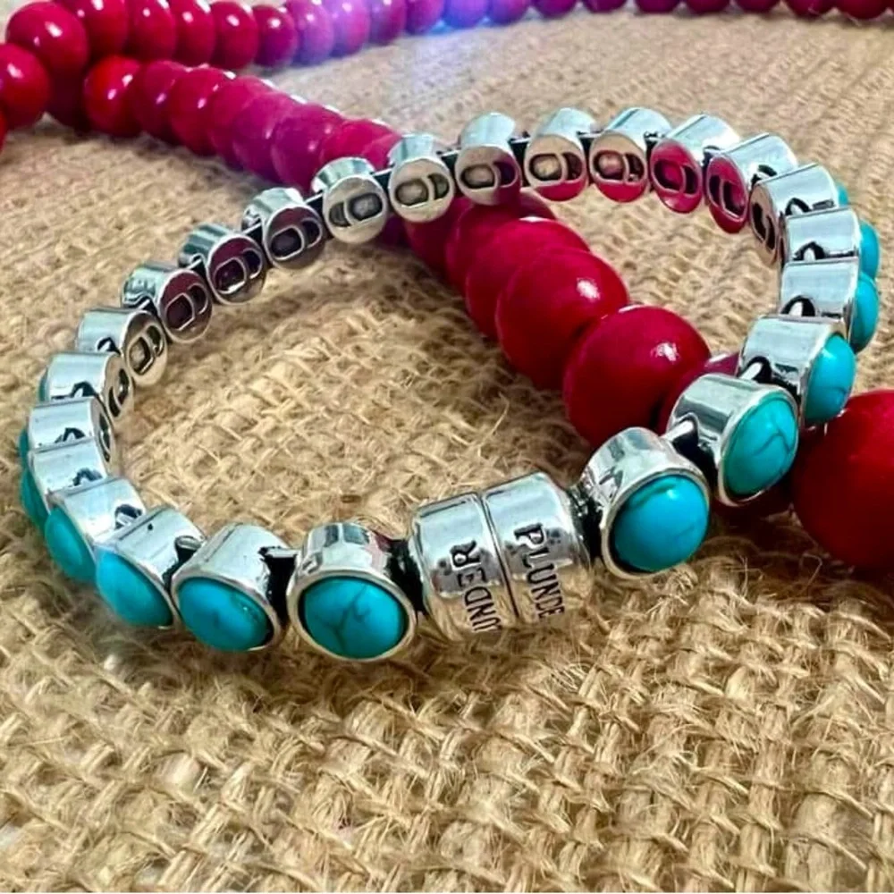 NEW Turquoise and Silver Magnetic Bangle Bracelet - Picture 7 of 7